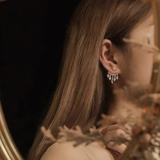 Tear Drop Crystal Gold Earring Jacket