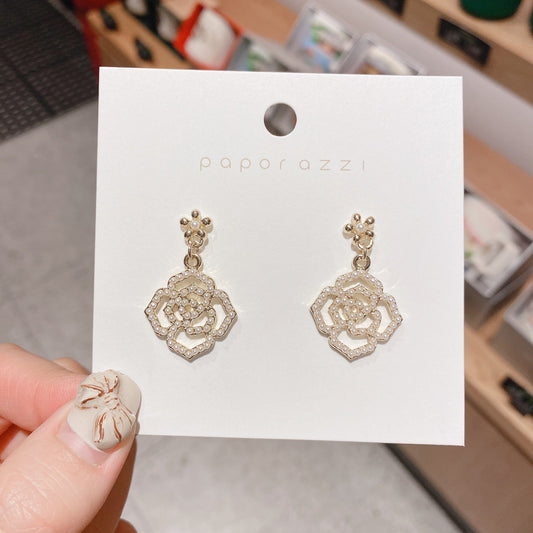 Pearl Encrusted Flower Pendant Earrings