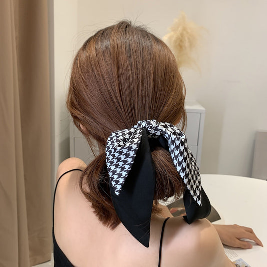 Patterned Long Ribbon Scrunchy