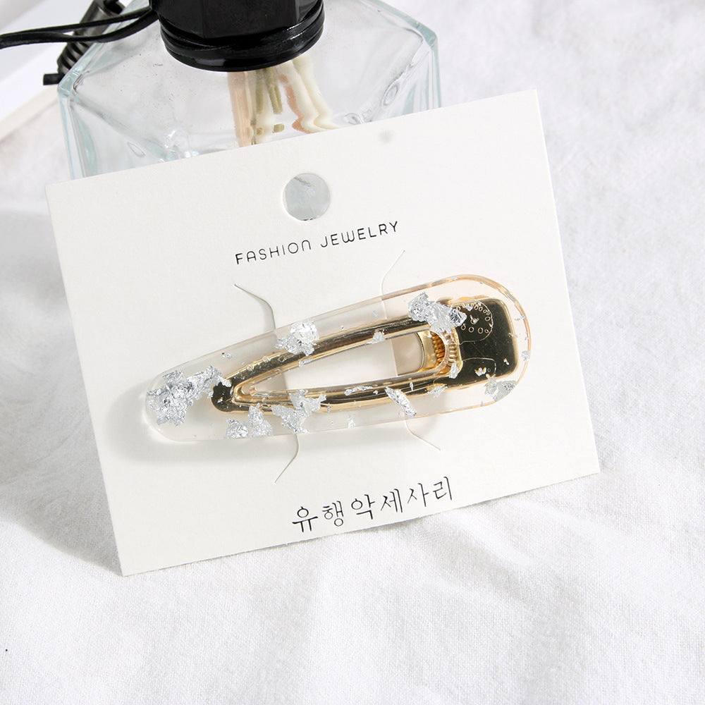 Gold & Silver Foil Clear Hair Clip