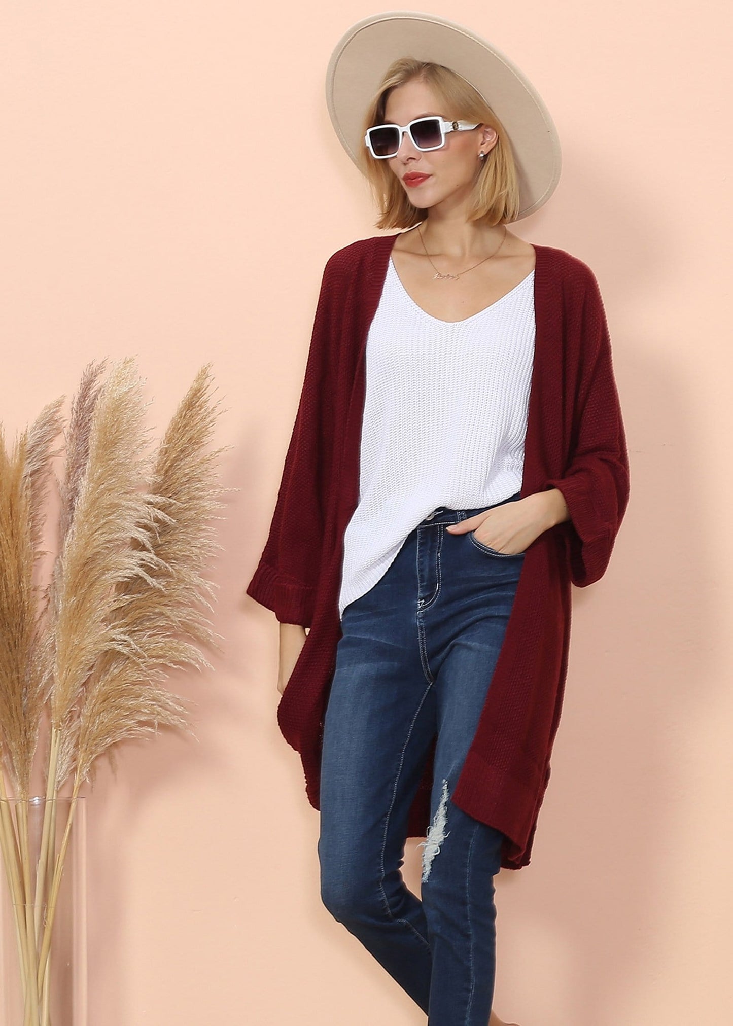 Open Front Chunky Knit Cardigan