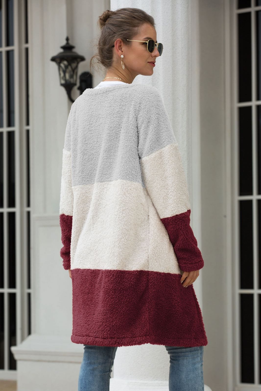 Color Blocked Sherpa Cardigan