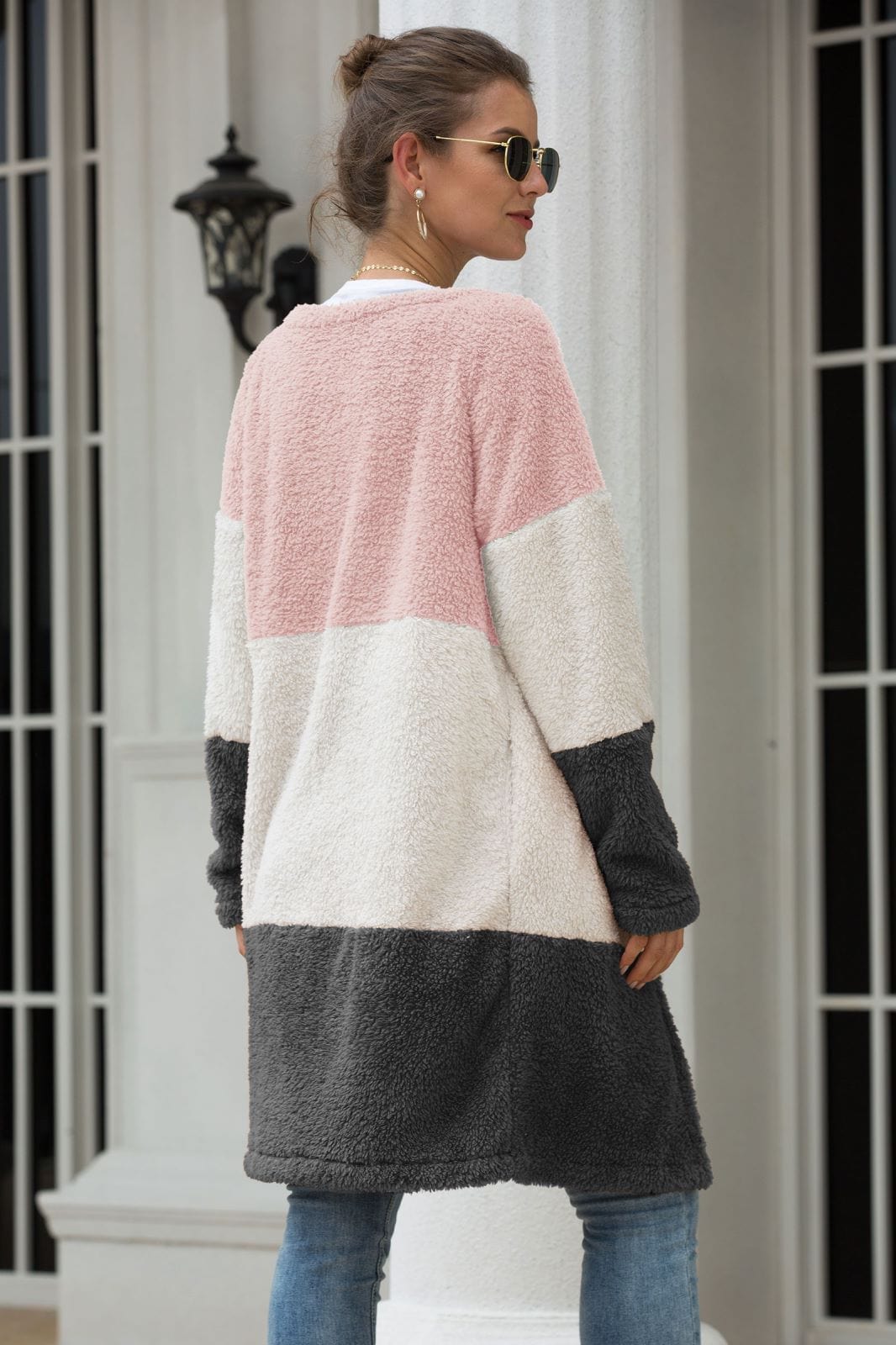 Color Blocked Sherpa Cardigan