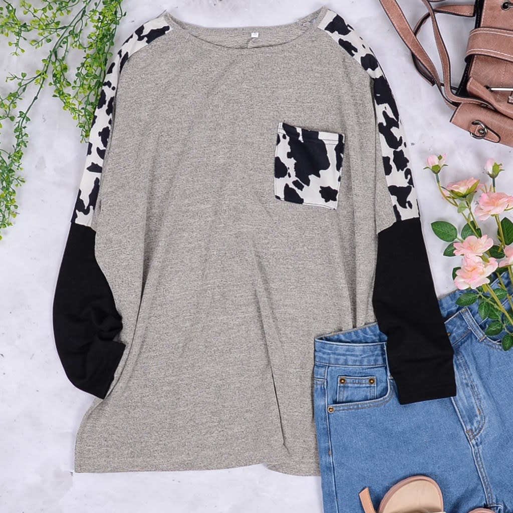 Color Block Cow Print Tee