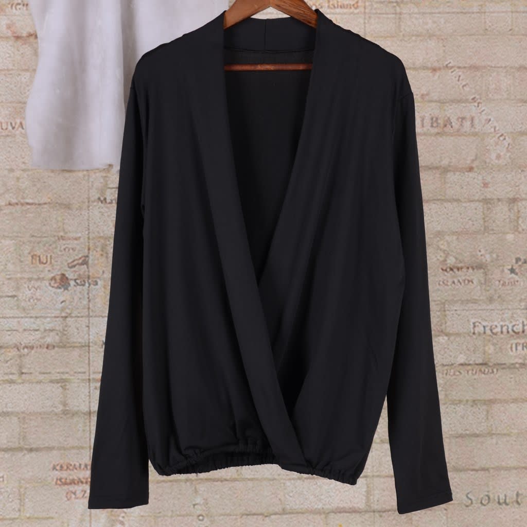 Sexy Plunge Wrap Front Blouse