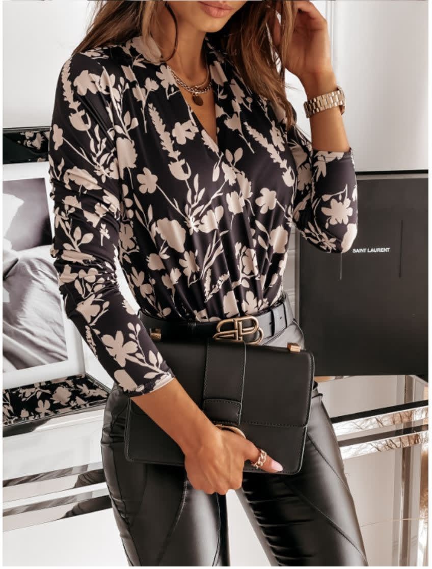 Sexy Plunge Wrap Front Blouse