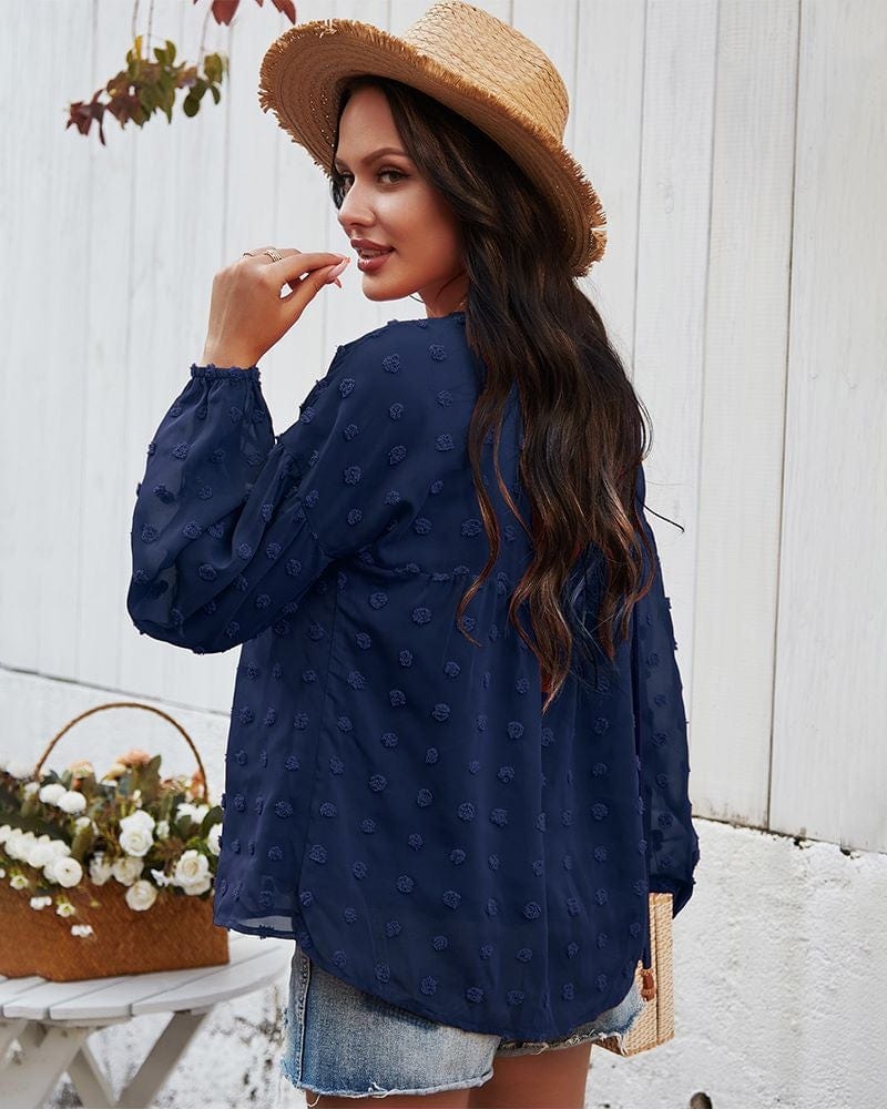 Clip-Dot Gathered Blouse