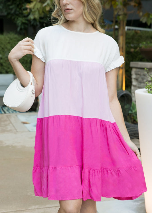 Colored With Ruffles Dress