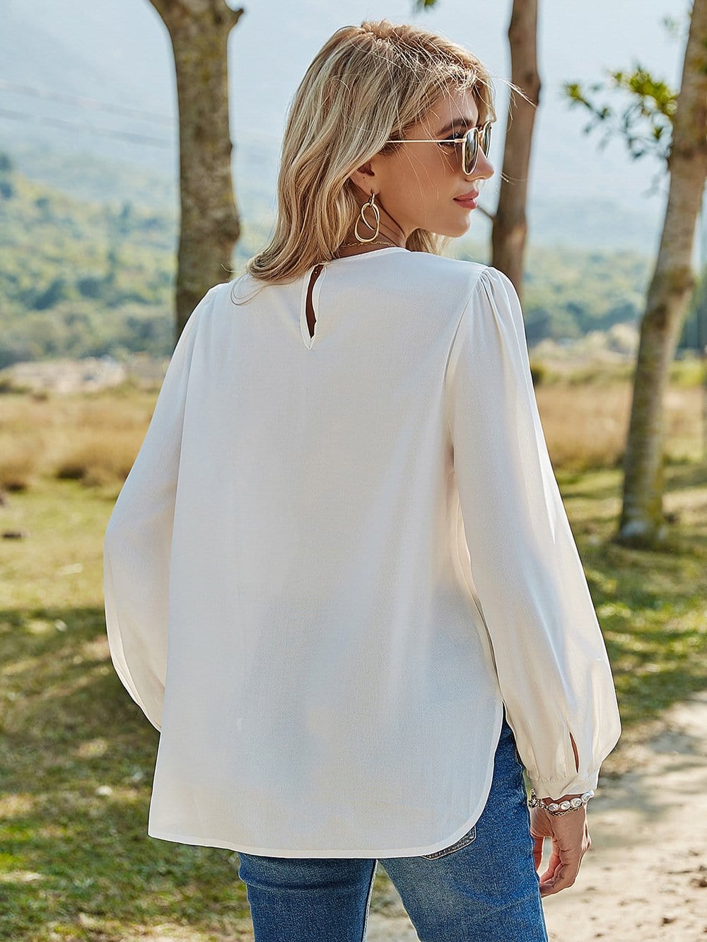 V Lace Drop Blouse