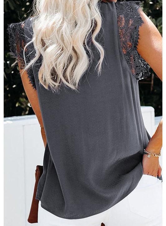 Lace Pleated Tank Blouse