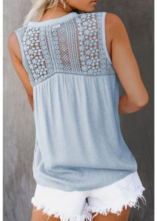 Crochet Lace Detail Knot Blouse