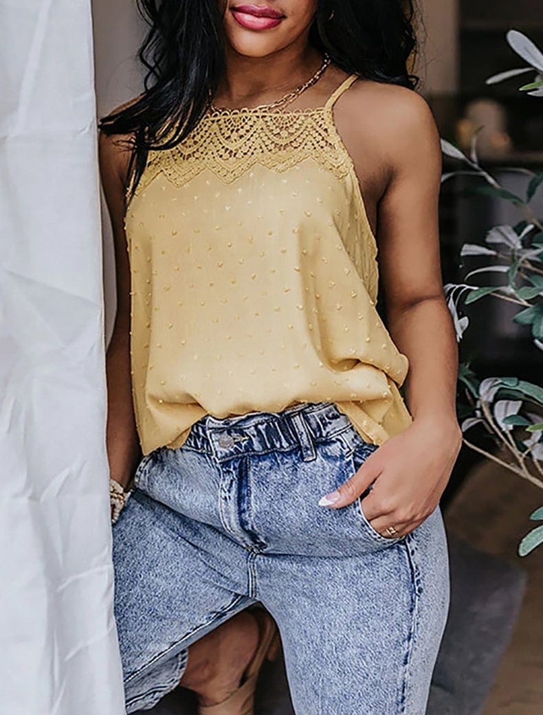 Swiss Dot Lace Halter Top