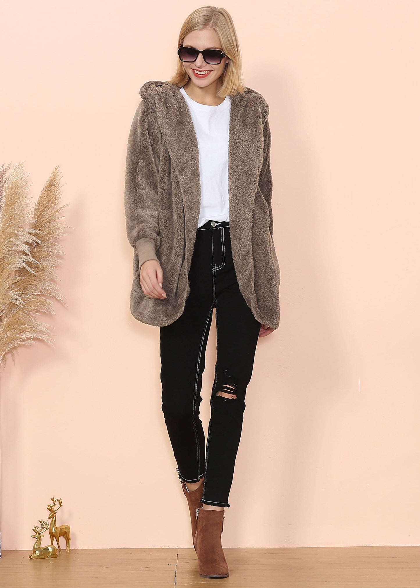 Sherpa Open Front Pocket Hoodie
