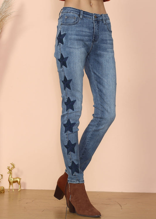 Star Side Print Skinny Jeans