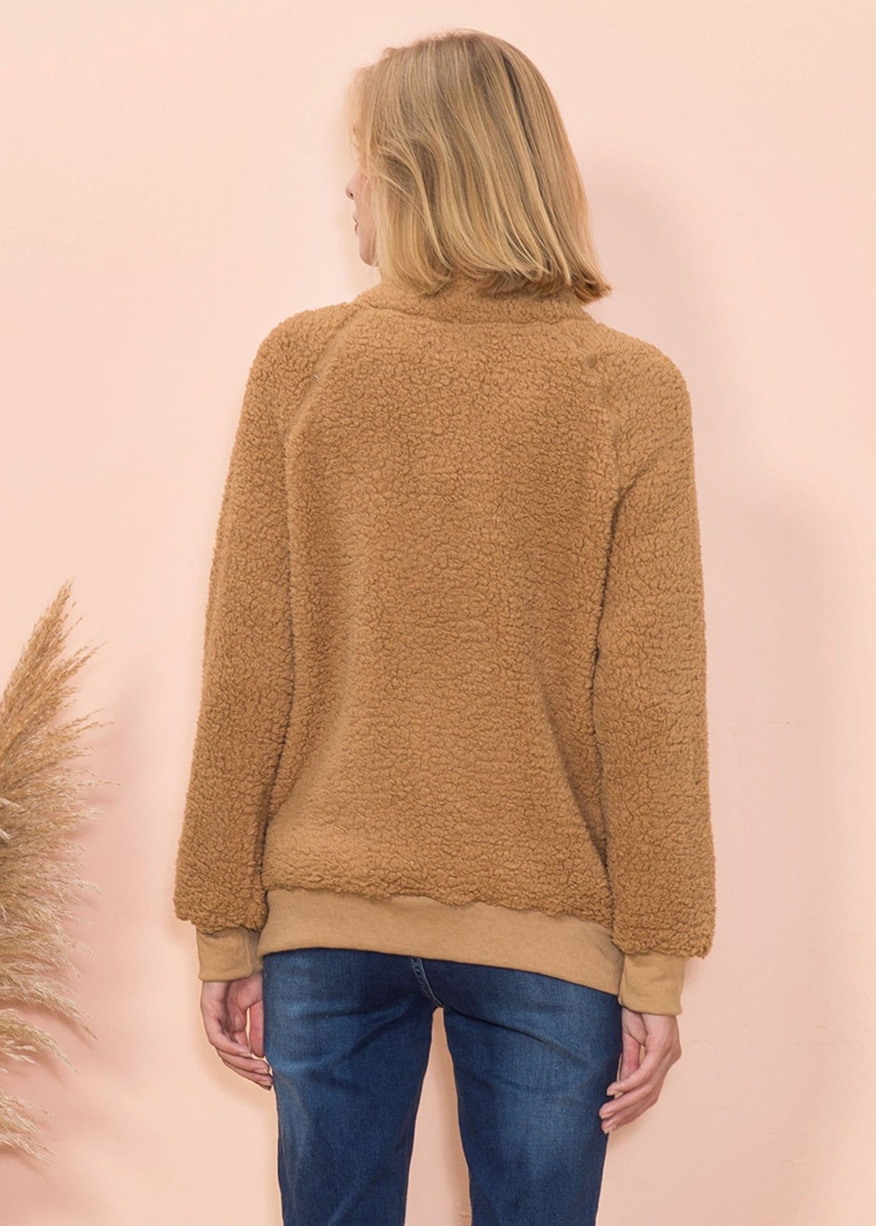 Solid Color Shearling Teddy Jacket