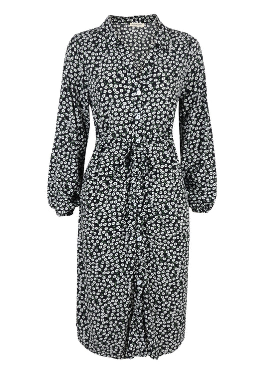 Floral Tie Waist Shirt Dress