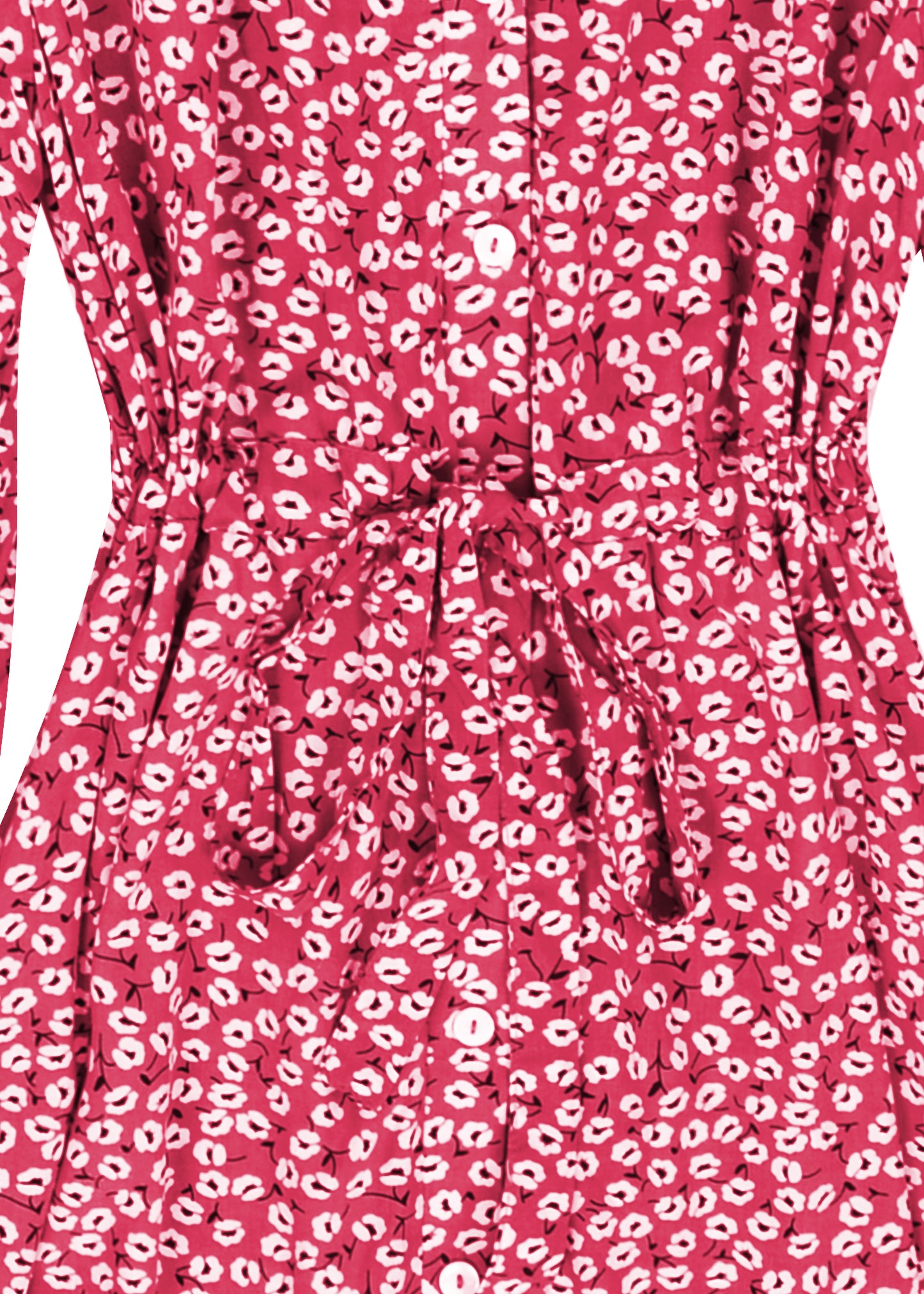 Floral Tie Waist Shirt Dress