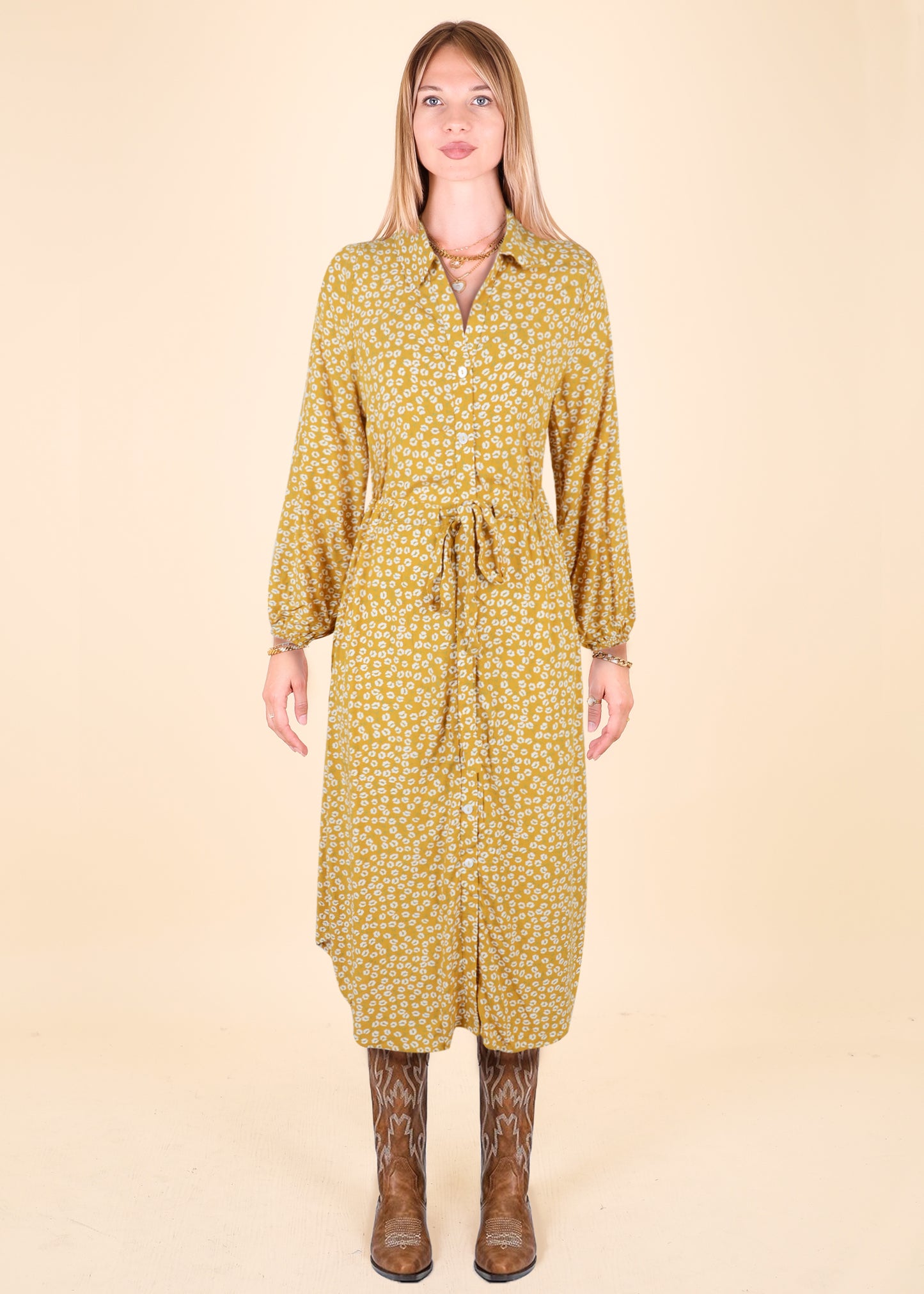 Floral Tie Waist Shirt Dress