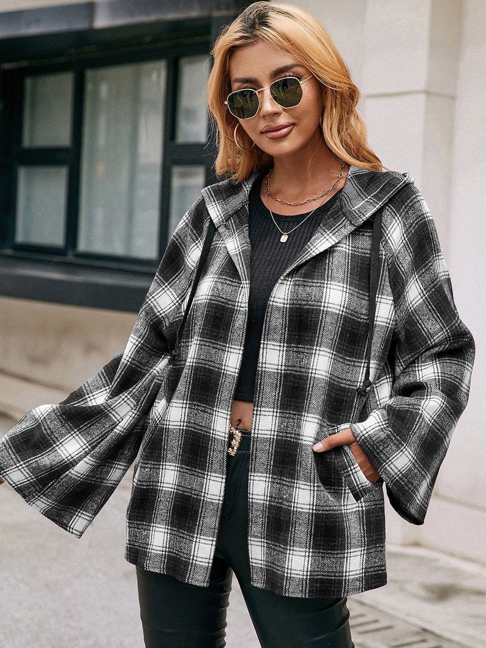 Bell Sleeve Tartan Jacket