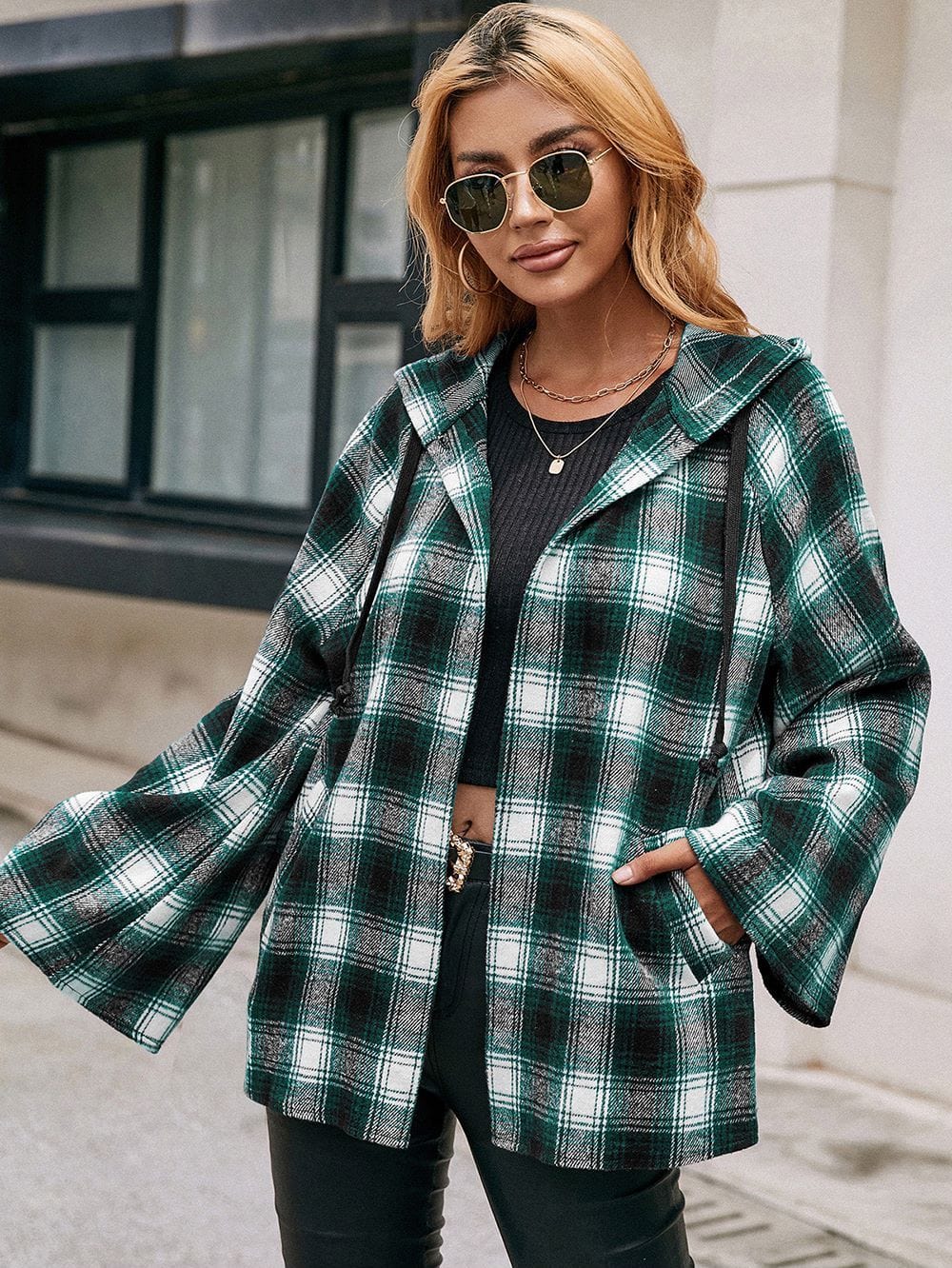 Bell Sleeve Tartan Jacket