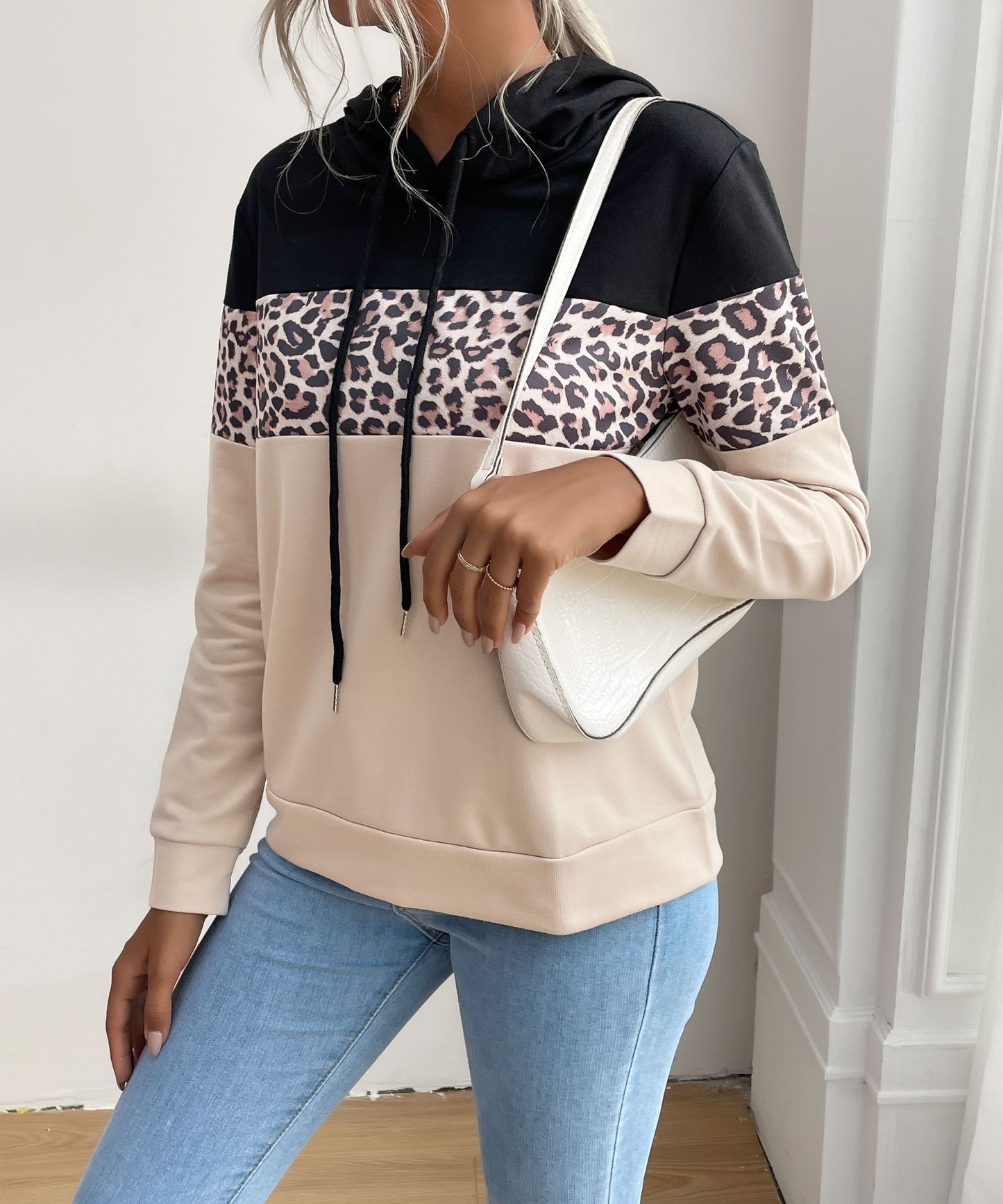 Triple Tone Leopard Print Hoodie