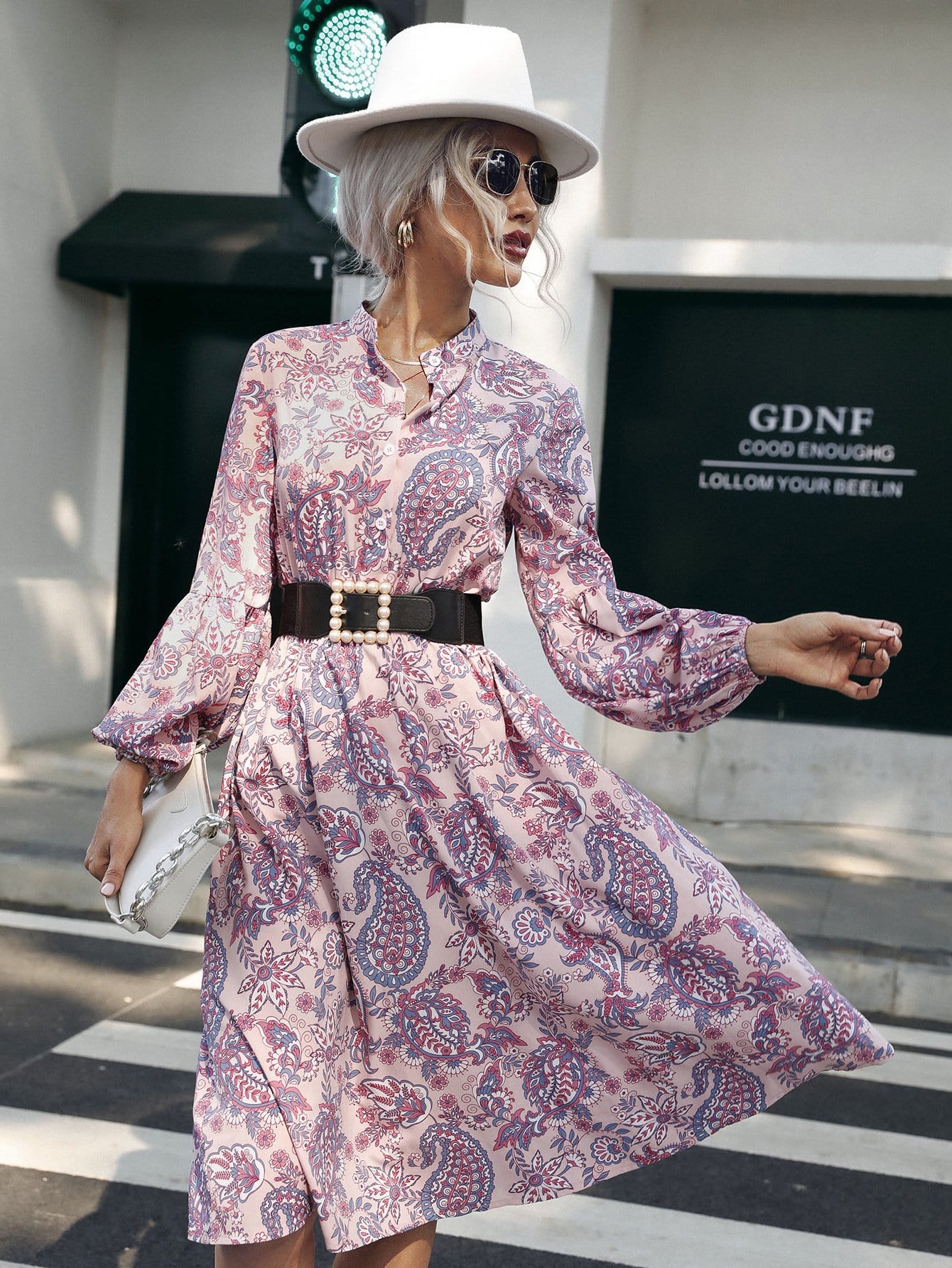 Paisley Print Collared Dress