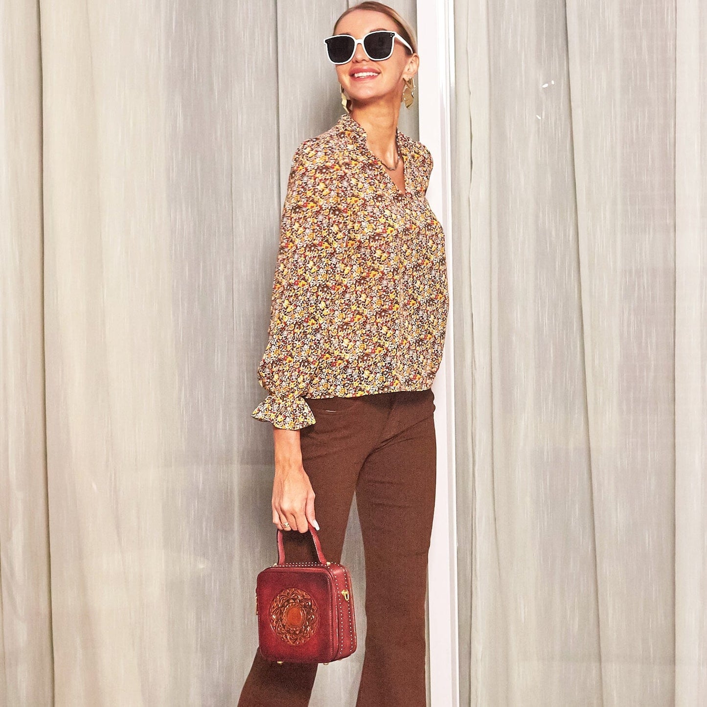 Colorful Floral Print Blouse