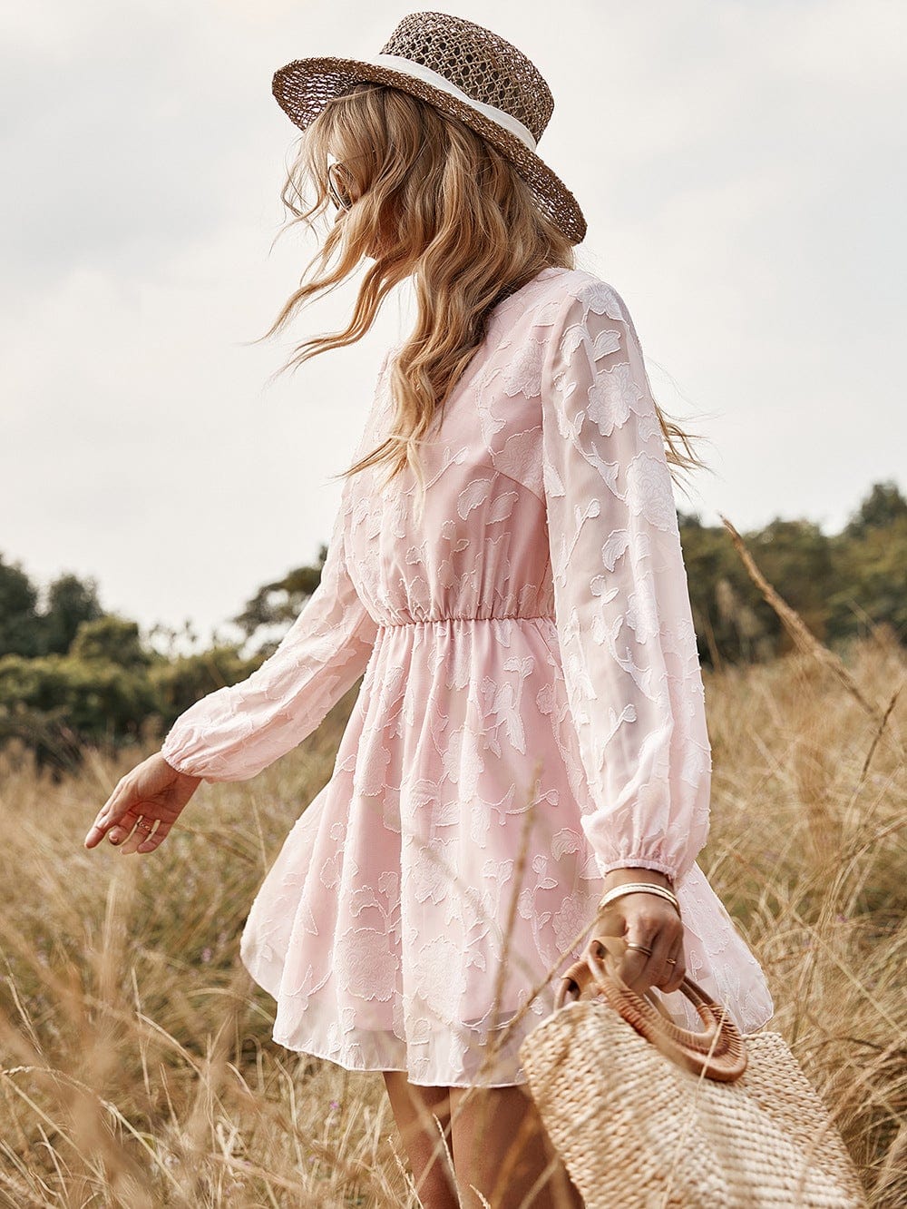 Pastel Floral Embroidery Dress