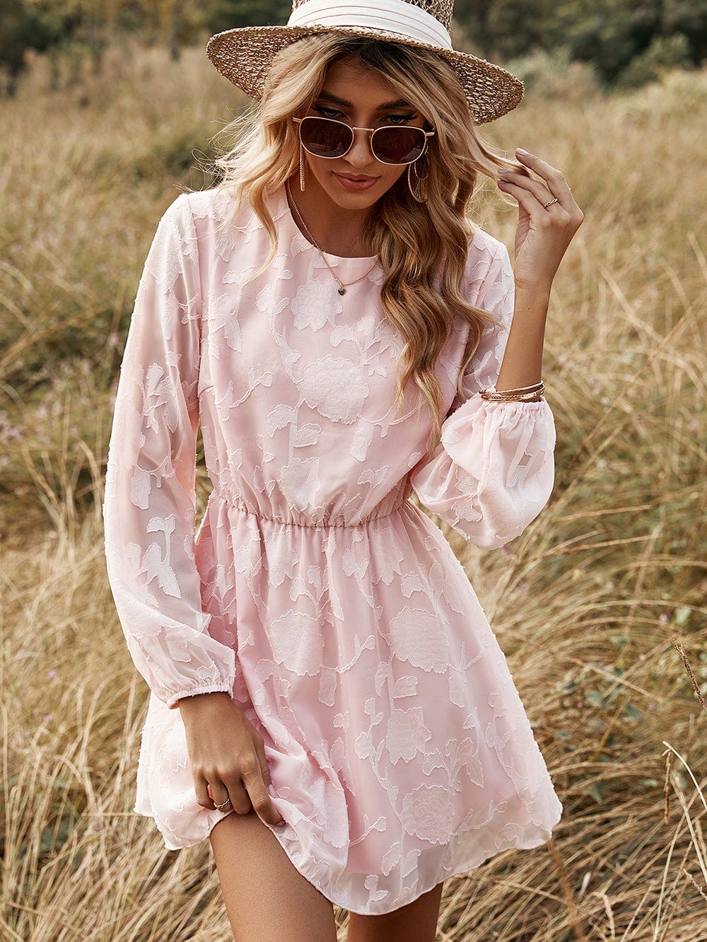 Pastel Floral Embroidery Dress