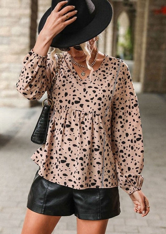 V Neck Cheetah Print Blouse