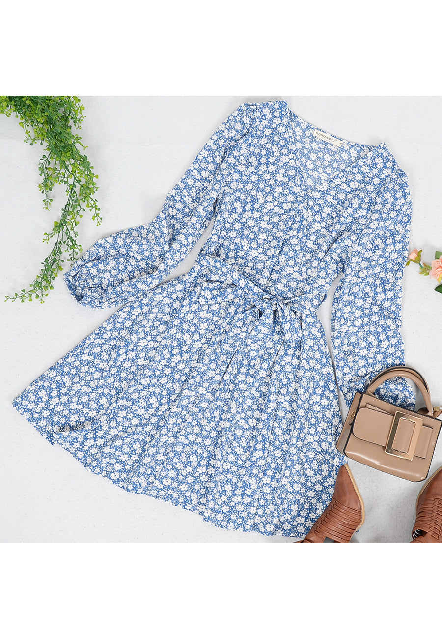 Floral Print Tie Ribbon Dress