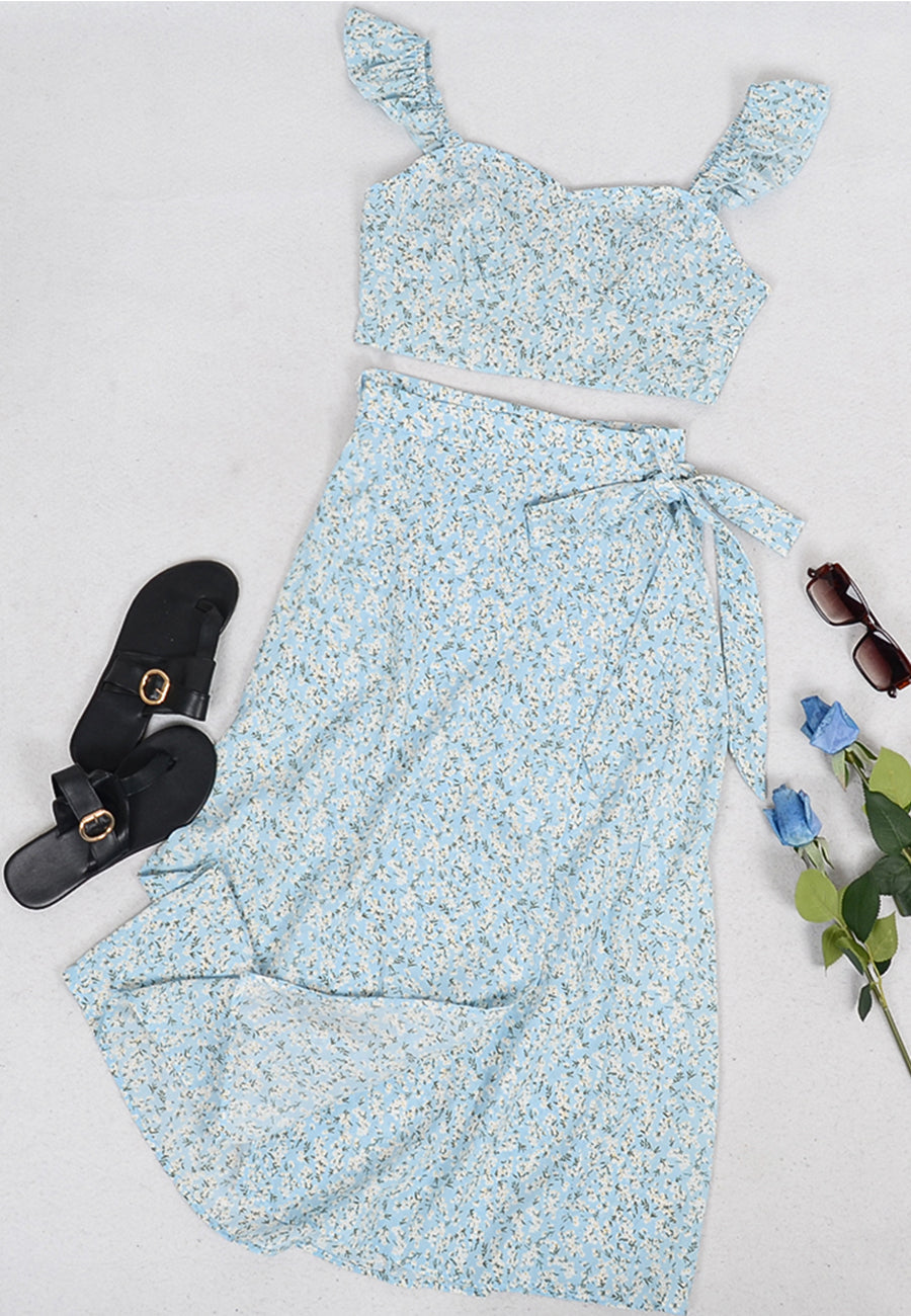 Floral Top and Wrap Skirt Coordinates