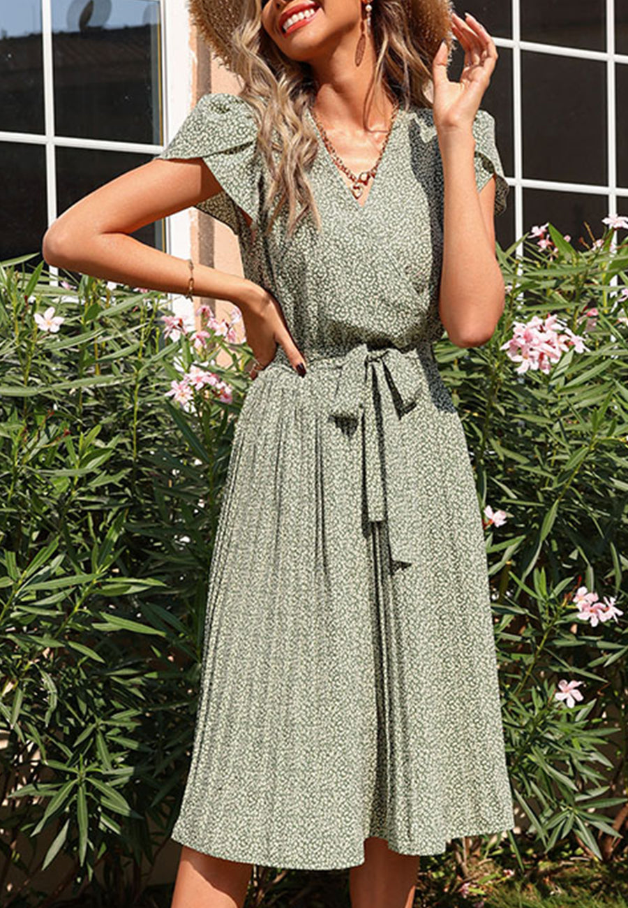 Ditsy Floral Tulip Sleeve Dress