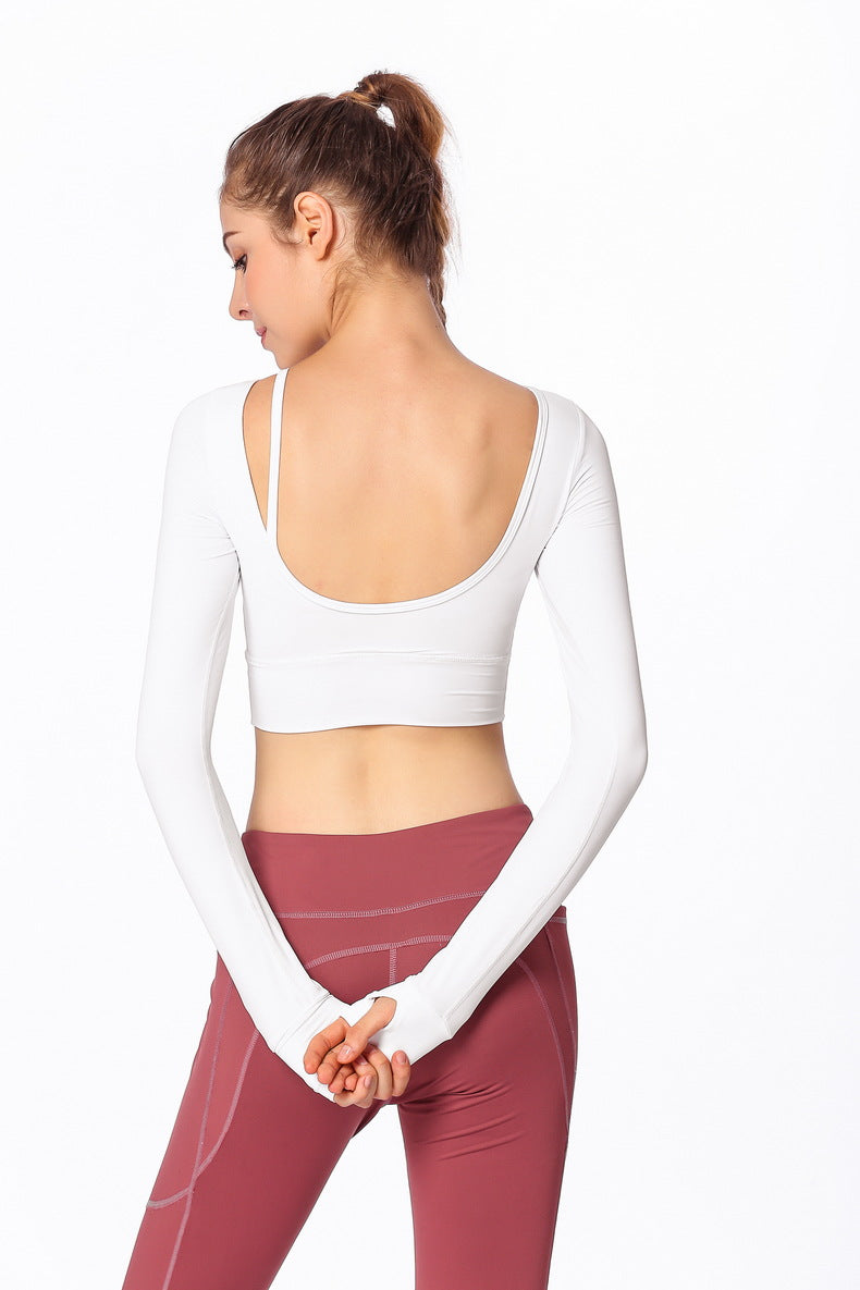 Low-Scoop Back Long Sleeved Cropped Shirt