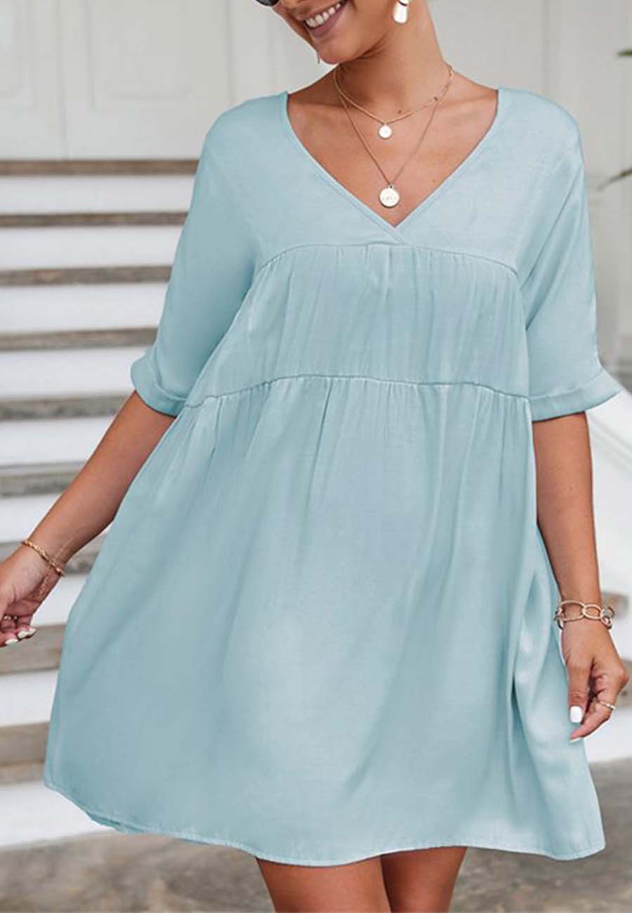 V Neck Tie Back Shift Dress