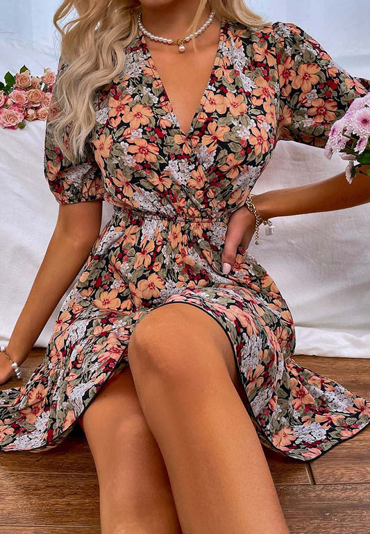 Open Tie Back Floral Dress