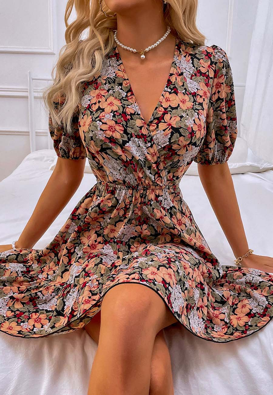Open Tie Back Floral Dress