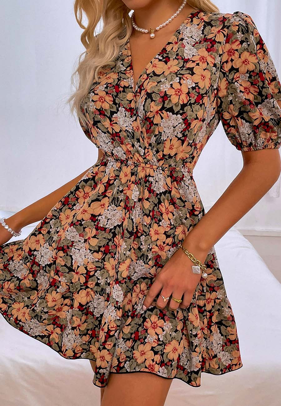Open Tie Back Floral Dress