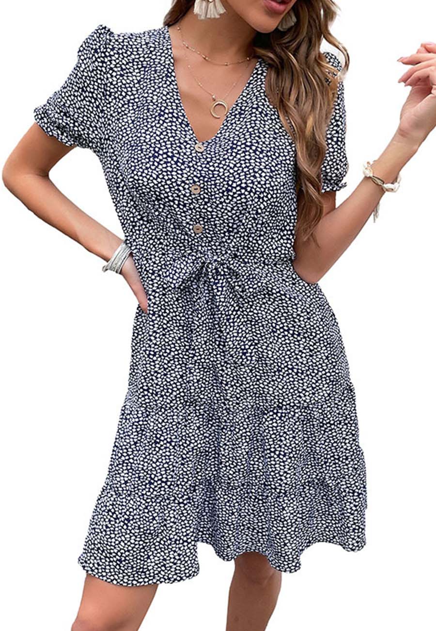 Animal Print Ribbon Front Dress
