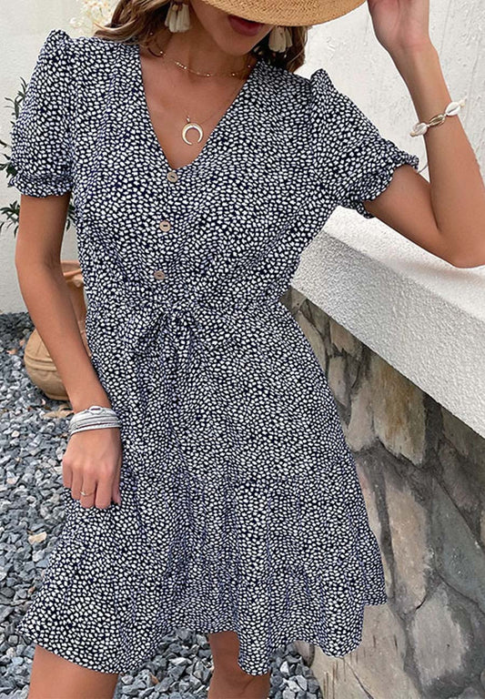 Animal Print Ribbon Front Dress