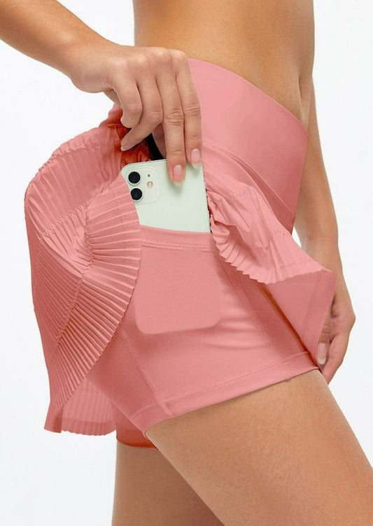 Ruffled Back Mid Rise Tennis Skort