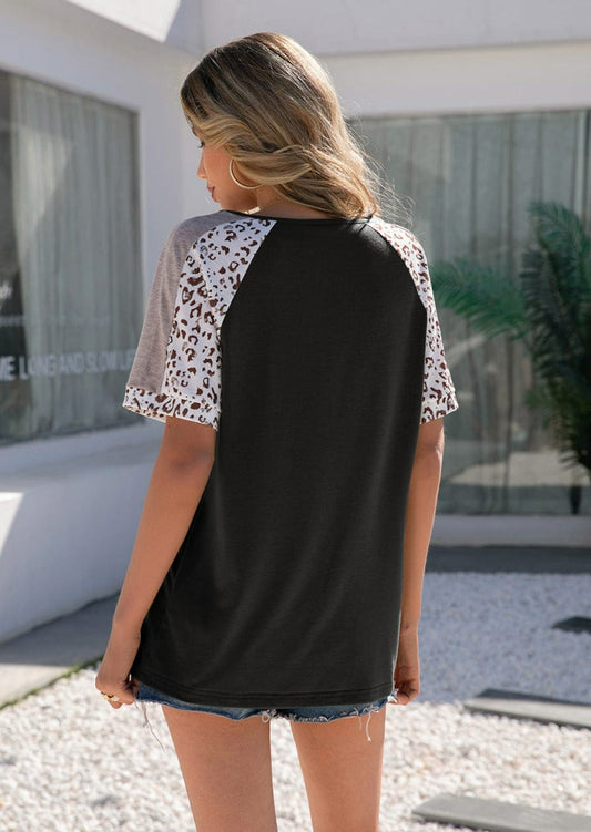 Two Tone Leopard Basic Shirt