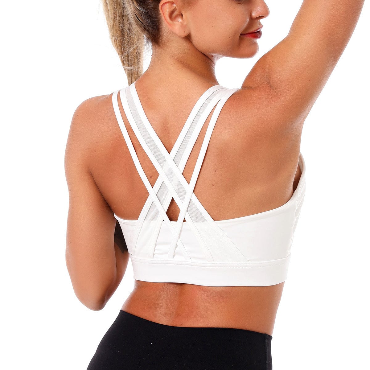 Double Crossover Wide Strap Sports Bra