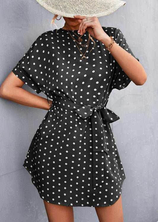 Polka Dot Rounded Hem Dress