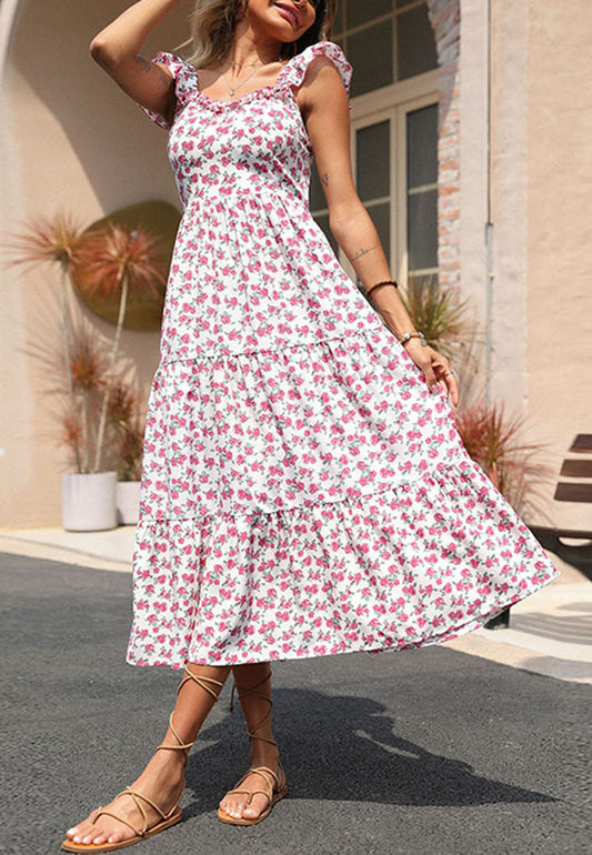 Tie Back Ruffle Strap Dress