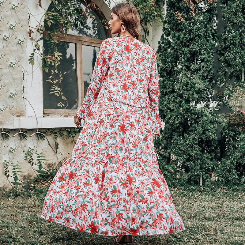 Tropical Floral Print Maxi Robe