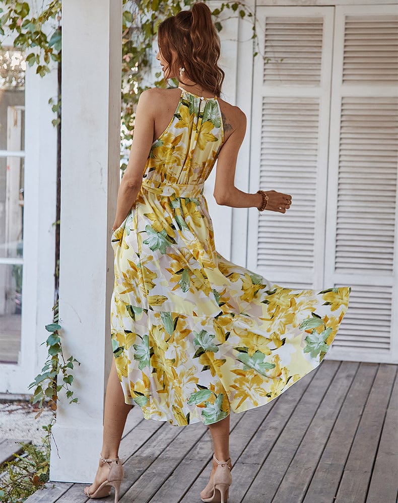 Halter Neck Overlap Dress