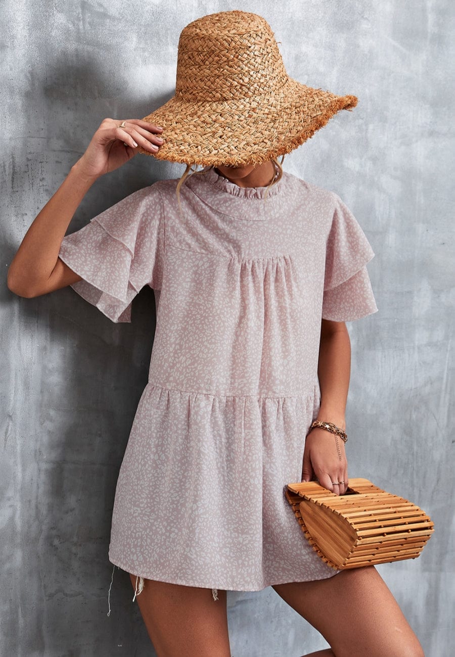 Ruffle Neck Tiered Light Blouse