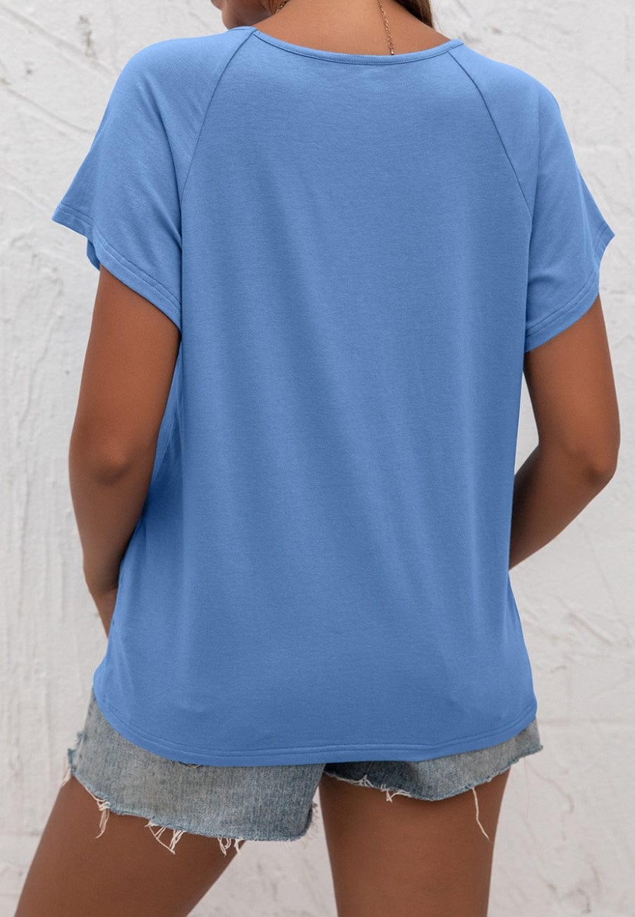 Front Keyhole Raglan Sleeve Blouse