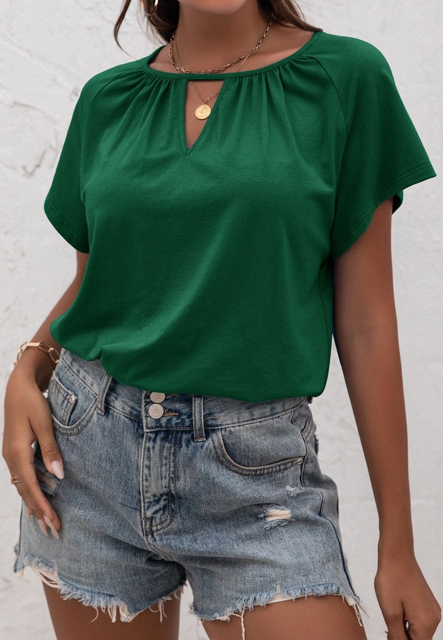 Front Keyhole Raglan Sleeve Blouse